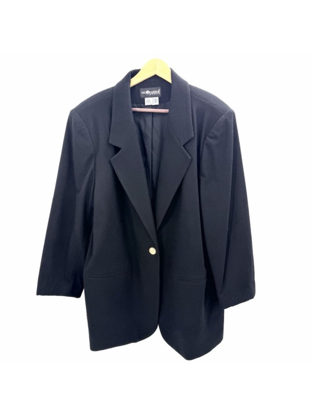 Vintage 90s Sag Harbor Academia Black Wool Blazer Jacket Womens Size 20W